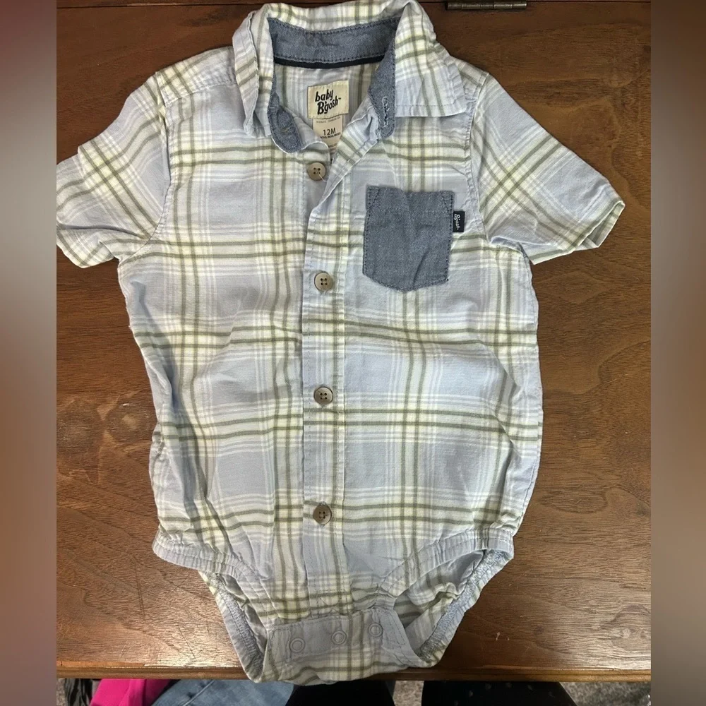 Baby B’gosh Plaid Short Sleeve Bodysuit, Size 12M